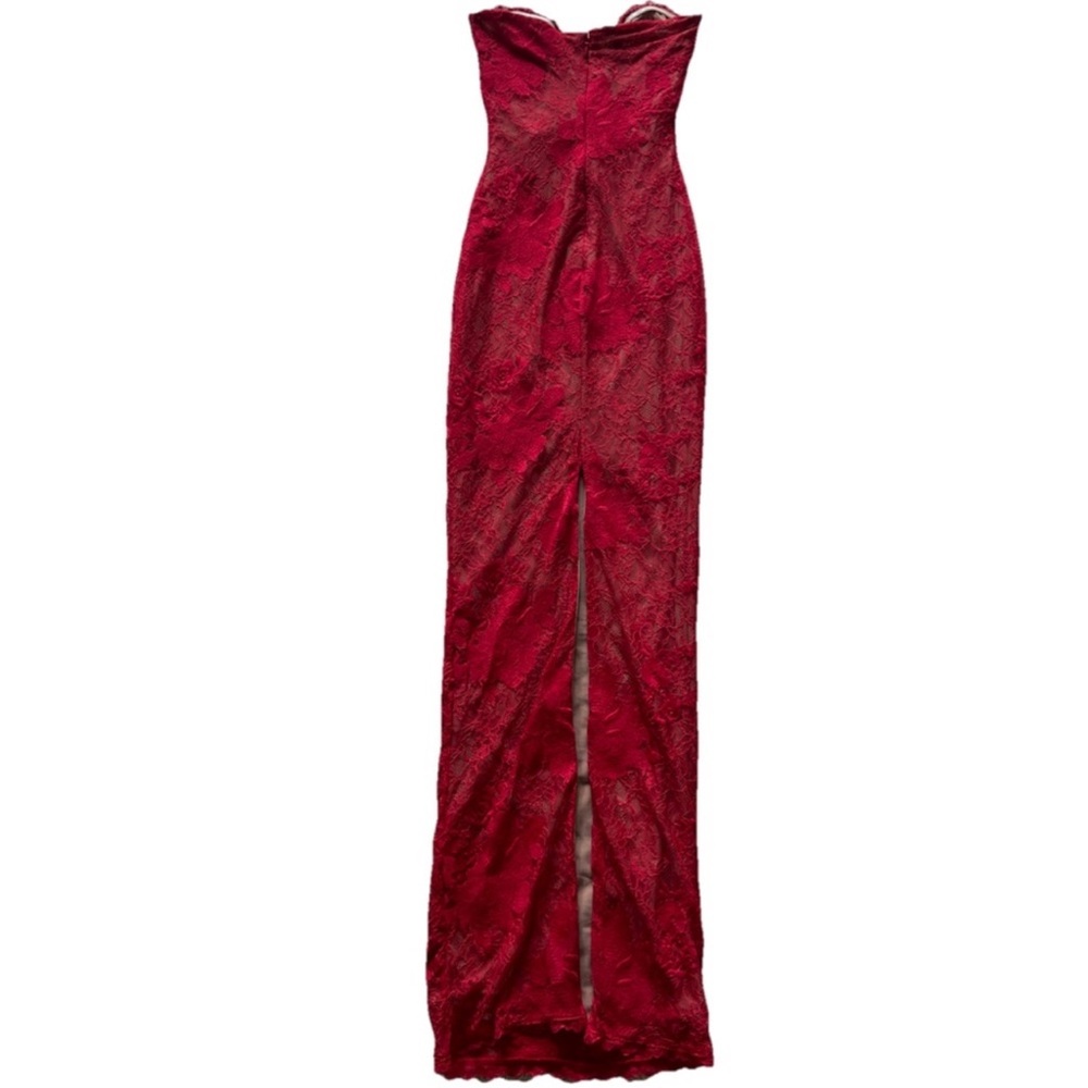 House of CB Lucienne Strapless Maxi Dress Red Lace Corset Gown Size Small - Picture 6 of 7